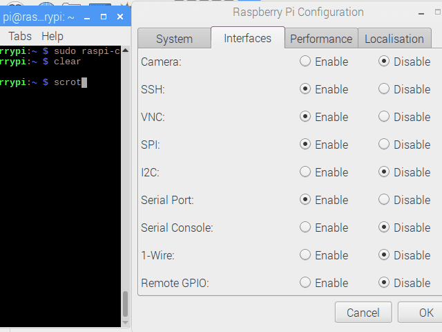 Pi settings